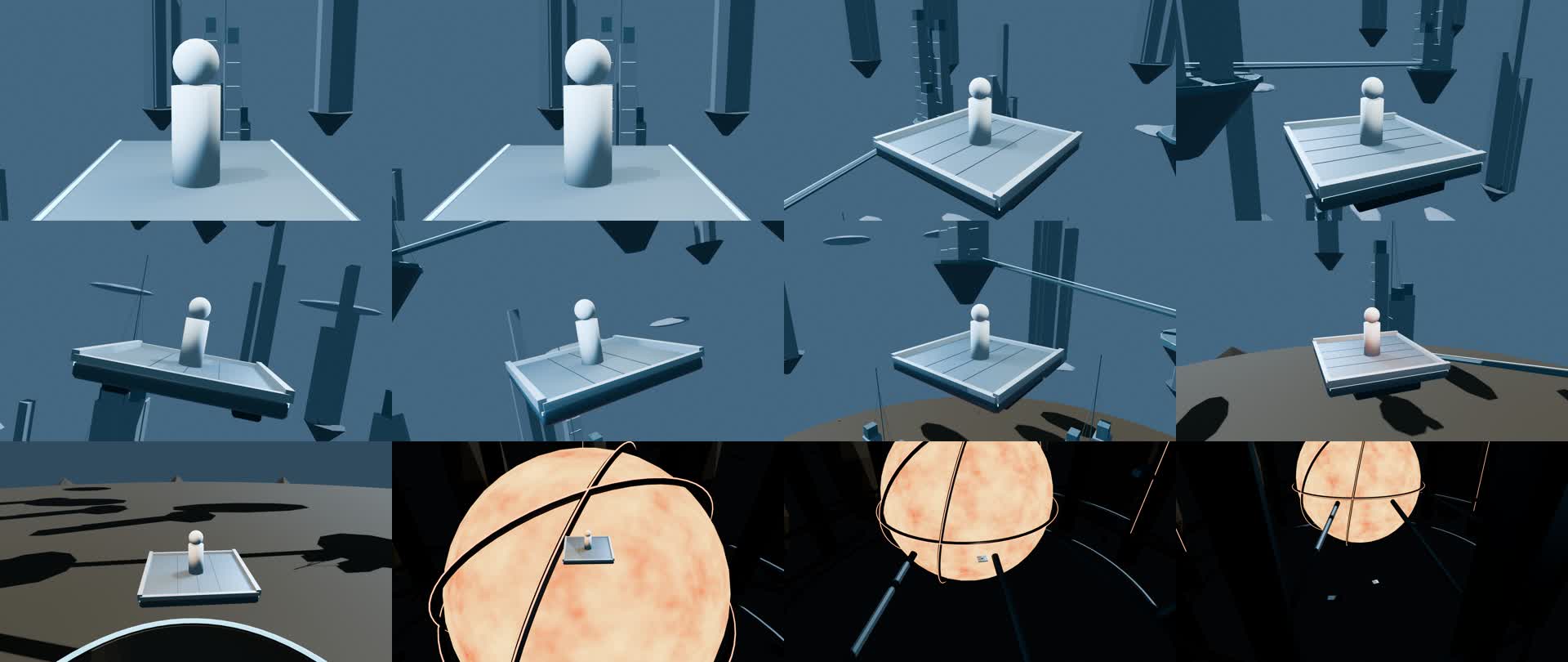 DESCENT ODYSSEY Blender previs contact sheet